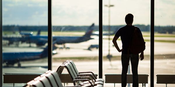 Silhouette at airport terminal